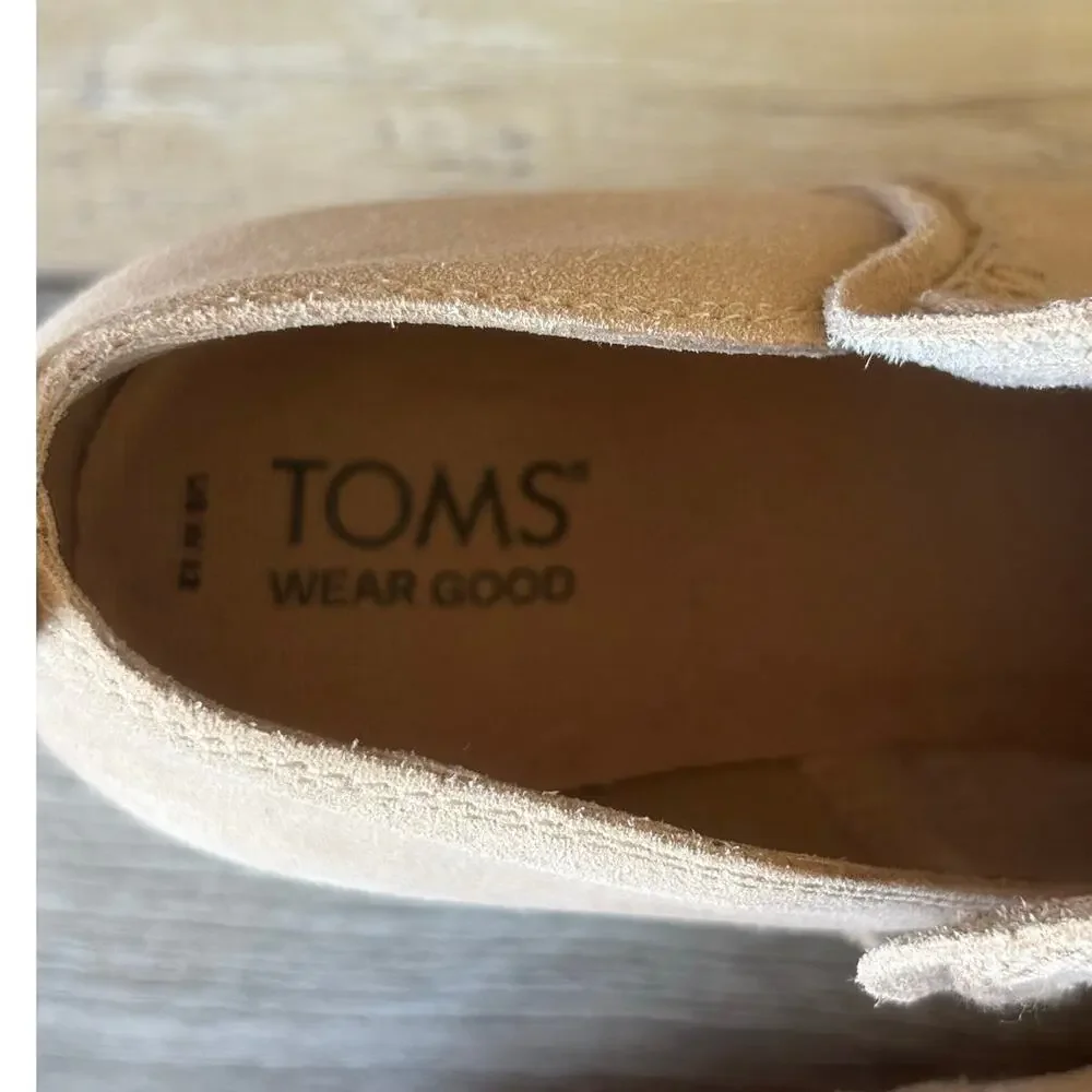 TOMS Kaia Wedge Booties Women’s Size 12 Oatmeal Suede Leather Ankle Boots NWT